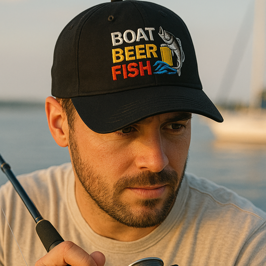 Fishing Caps | Cotton Embroidered Cap | Boat Beer Fish